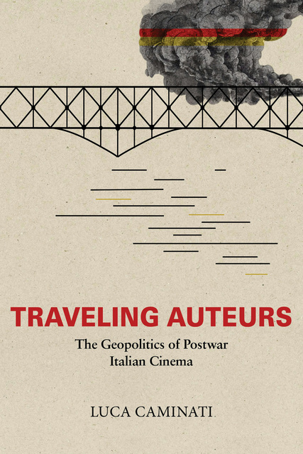 A cover image of Traveling Auteurs featuring abstract train tracks, smoke, and water