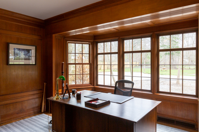 Contemporary photograph of library of Van Sweringen Gatehouse, 17715 Shaker Boulevard