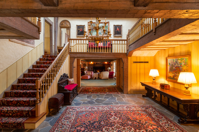 Contemporary photograph of main staircase of Roundwood Manor, 3450 Roundwood Road