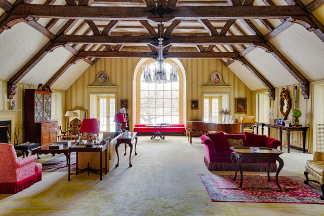 Contemporary photograph of main living room of Roundwood Manor, 3450 Roundwood Road