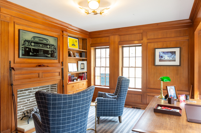 Contemporary photograph of library of Van Sweringen Gatehouse, 17715 Shaker Boulevard