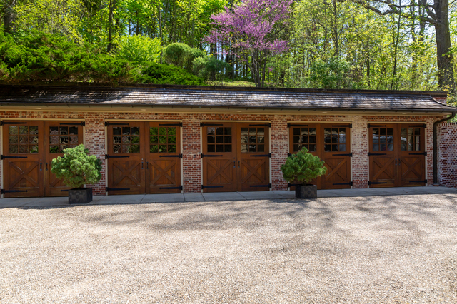 Contemporary photograph of garages at Daisy Hill Gatehouse and garden