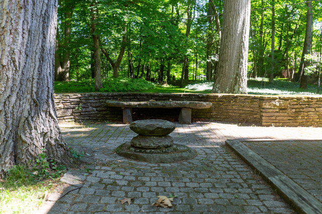 Contemporary photograph of a view of the back yard at "Twin Oaks"