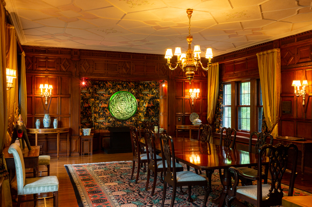 Contemporary photograph of the dining room at the Van Sweringen mansion